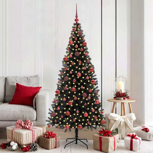 Ziemassvētku Eglīte Su 300 Led Ar Statīvu Melna 180 Cm Pvc Vidaxl