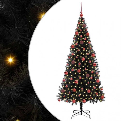 Ziemassvētku Eglīte Su 300 Led Ar Statīvu Melna 180 Cm Pvc Vidaxl