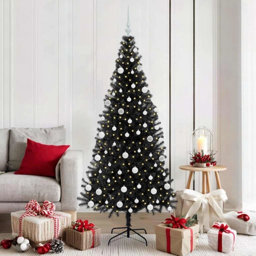 Ziemassvētku Eglīte Su 300 Led Ar Statīvu Melna 180 Cm Pvc Vidaxl