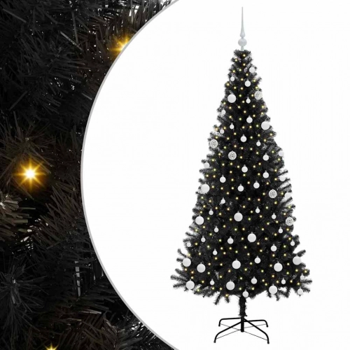 Ziemassvētku Eglīte Su 300 Led Ar Statīvu Melna 180 Cm Pvc Vidaxl