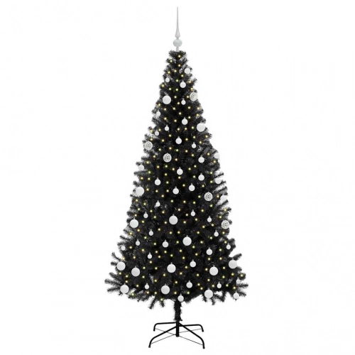 Ziemassvētku Eglīte Su 300 Led Ar Statīvu Melna 180 Cm Pvc Vidaxl