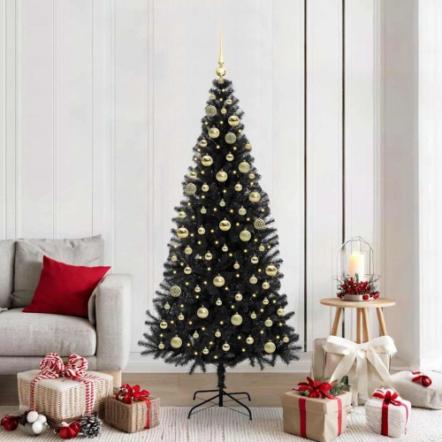 Ziemassvētku Eglīte Su 300 Led Ar Statīvu Melna 180 Cm Pvc Vidaxl