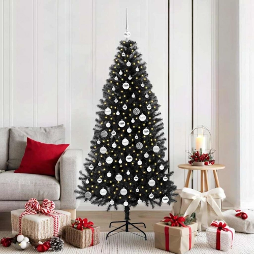 Ziemassvētku Eglīte Su 300 Led Ar Statīvu Melna 180 Cm Pvc Vidaxl