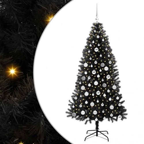 Ziemassvētku Eglīte Su 300 Led Ar Statīvu Melna 180 Cm Pvc Vidaxl