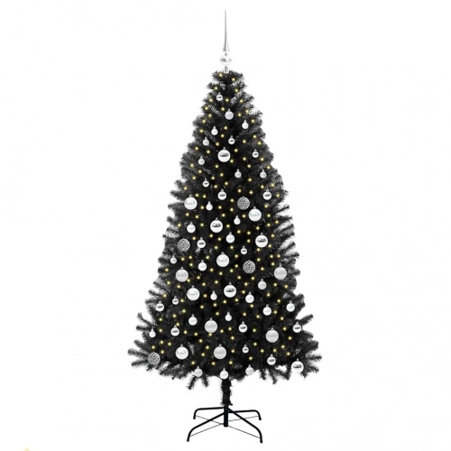 Ziemassvētku Eglīte Su 300 Led Ar Statīvu Melna 180 Cm Pvc Vidaxl