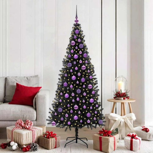 Ziemassvētku Eglīte Su 300 Led Ar Statīvu Melna 180 Cm Pvc Vidaxl