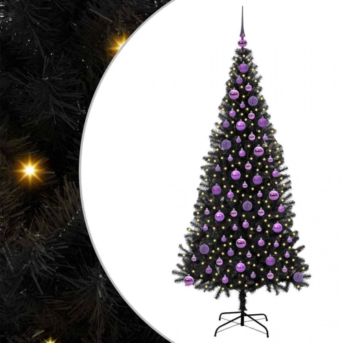 Ziemassvētku Eglīte Su 300 Led Ar Statīvu Melna 180 Cm Pvc Vidaxl