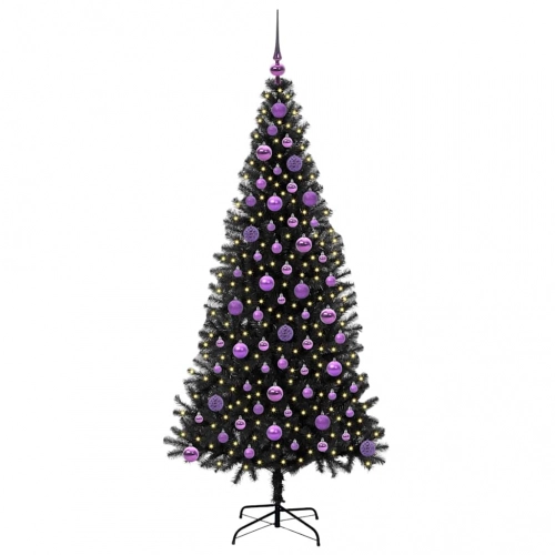 Ziemassvētku Eglīte Su 300 Led Ar Statīvu Melna 180 Cm Pvc Vidaxl