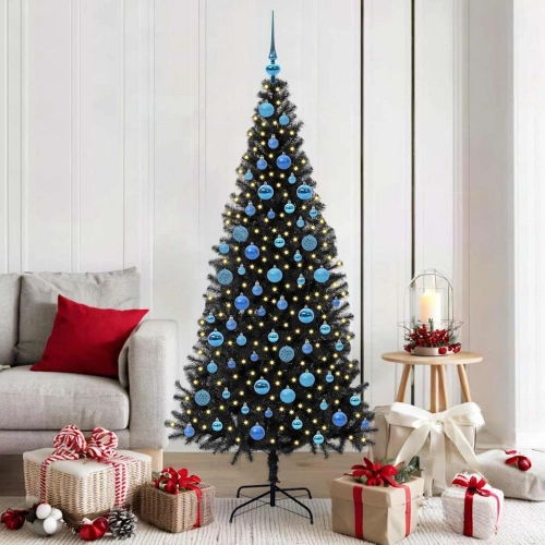 Ziemassvētku Eglīte Su 300 Led Ar Statīvu Melna 180 Cm Pvc Vidaxl