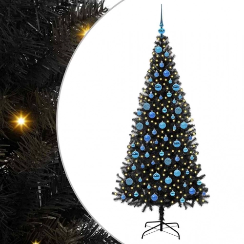 Ziemassvētku Eglīte Su 300 Led Ar Statīvu Melna 180 Cm Pvc Vidaxl