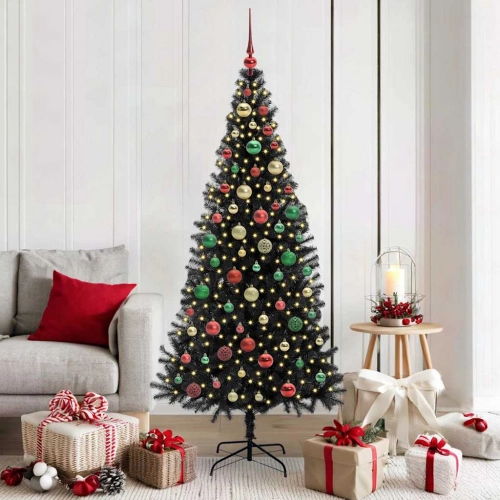 Ziemassvētku Eglīte Su 300 Led Ar Statīvu Melna 180 Cm Pvc Vidaxl