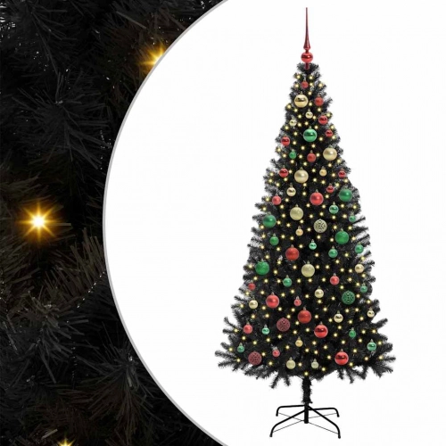 Ziemassvētku Eglīte Su 300 Led Ar Statīvu Melna 180 Cm Pvc Vidaxl