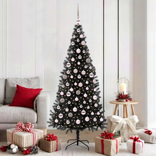 Ziemassvētku Eglīte Su 300 Led Ar Statīvu Melna 180 Cm Pvc Vidaxl
