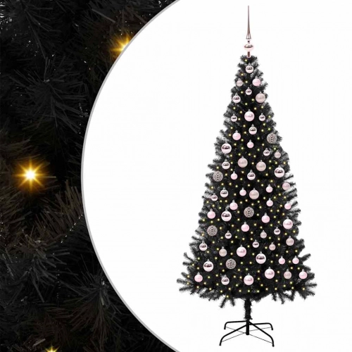 Ziemassvētku Eglīte Su 300 Led Ar Statīvu Melna 180 Cm Pvc Vidaxl