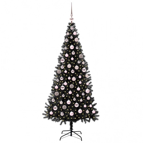 Ziemassvētku Eglīte Su 300 Led Ar Statīvu Melna 180 Cm Pvc Vidaxl