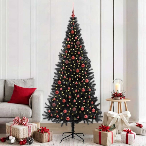 Ziemassvētku Eglīte Su 300 Led Ar Statīvu Melna 210 Cm Pvc Vidaxl