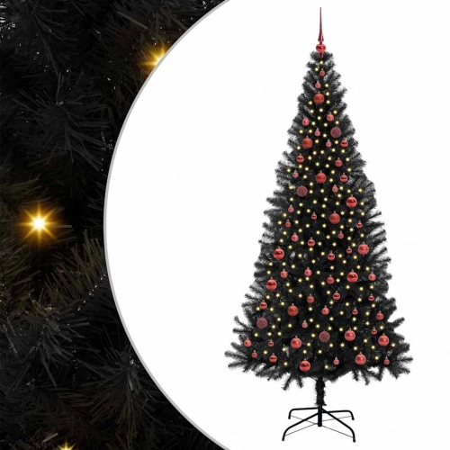 Ziemassvētku Eglīte Su 300 Led Ar Statīvu Melna 210 Cm Pvc Vidaxl