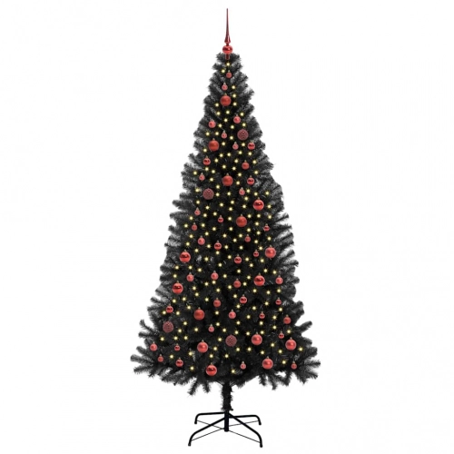 Ziemassvētku Eglīte Su 300 Led Ar Statīvu Melna 210 Cm Pvc Vidaxl