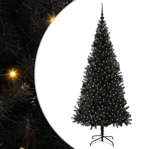 Ziemassvētku Eglīte Su 300 Led Ar Statīvu Melna 210 Cm Pvc Vidaxl
