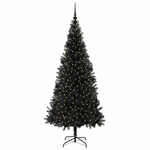 Ziemassvētku Eglīte Su 300 Led Ar Statīvu Melna 210 Cm Pvc Vidaxl