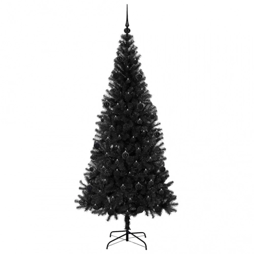 Ziemassvētku Eglīte Su 300 Led Ar Statīvu Melna 210 Cm Pvc Vidaxl