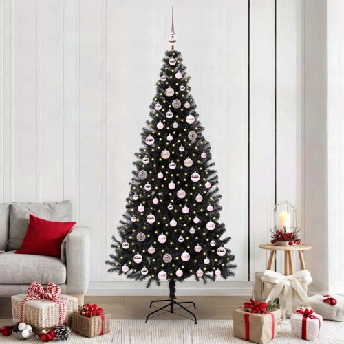 Ziemassvētku Eglīte Su 300 Led Ar Statīvu Melna 210 Cm Pvc Vidaxl