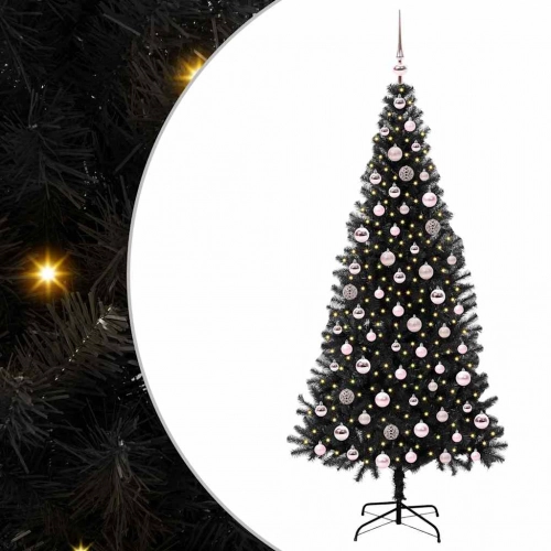 Ziemassvētku Eglīte Su 300 Led Ar Statīvu Melna 210 Cm Pvc Vidaxl