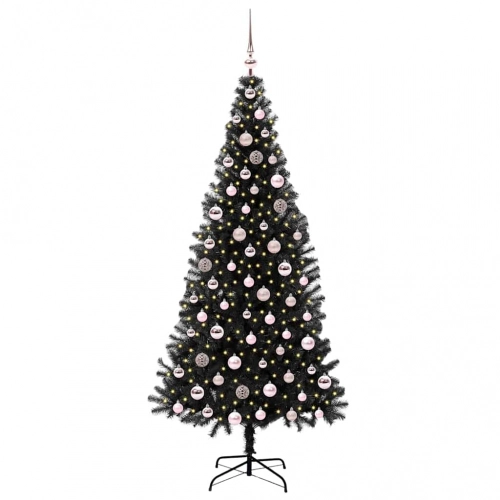 Ziemassvētku Eglīte Su 300 Led Ar Statīvu Melna 210 Cm Pvc Vidaxl