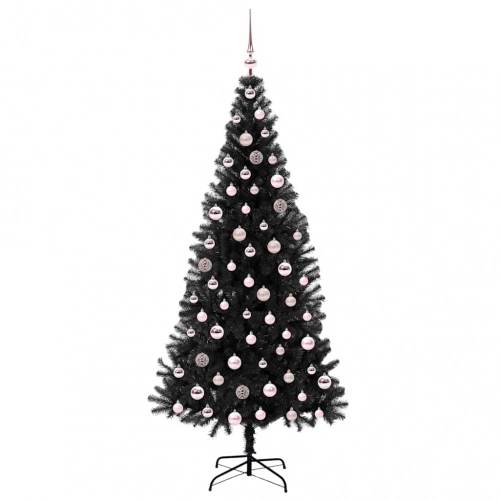 Ziemassvētku Eglīte Su 300 Led Ar Statīvu Melna 210 Cm Pvc Vidaxl