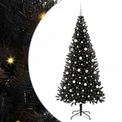 Ziemassvētku Eglīte Su 300 Led Ar Statīvu Melna 210 Cm Pvc Vidaxl