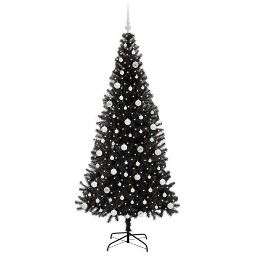 Ziemassvētku Eglīte Su 300 Led Ar Statīvu Melna 210 Cm Pvc Vidaxl