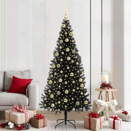 Ziemassvētku Eglīte Su 300 Led Ar Statīvu Melna 210 Cm Pvc Vidaxl
