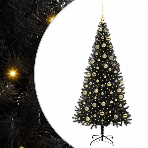 Ziemassvētku Eglīte Su 300 Led Ar Statīvu Melna 210 Cm Pvc Vidaxl