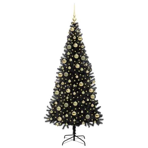 Ziemassvētku Eglīte Su 300 Led Ar Statīvu Melna 210 Cm Pvc Vidaxl