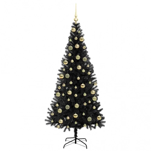 Ziemassvētku Eglīte Su 300 Led Ar Statīvu Melna 210 Cm Pvc Vidaxl