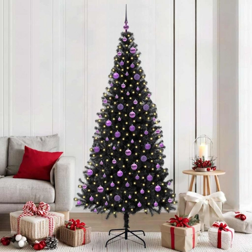 Ziemassvētku Eglīte Su 300 Led Ar Statīvu Melna 210 Cm Pvc Vidaxl