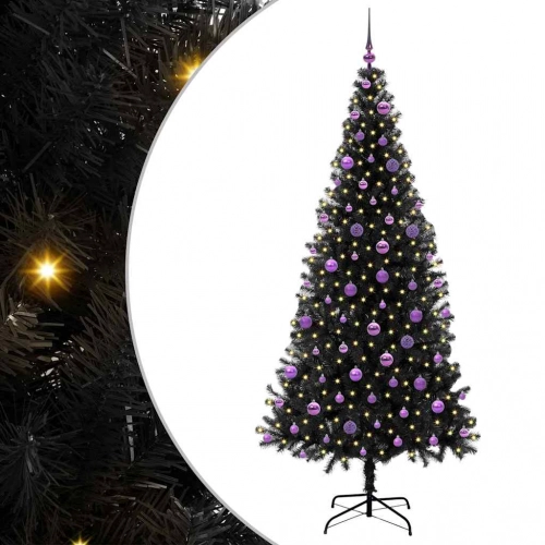 Ziemassvētku Eglīte Su 300 Led Ar Statīvu Melna 210 Cm Pvc Vidaxl