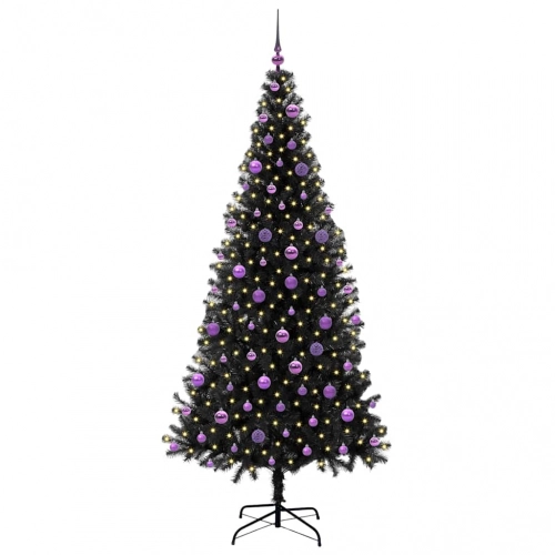 Ziemassvētku Eglīte Su 300 Led Ar Statīvu Melna 210 Cm Pvc Vidaxl
