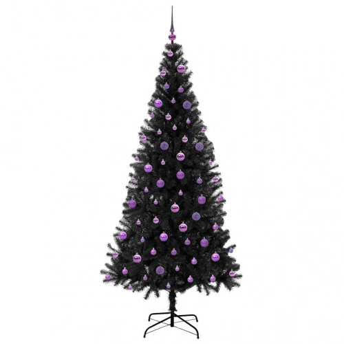 Ziemassvētku Eglīte Su 300 Led Ar Statīvu Melna 210 Cm Pvc Vidaxl