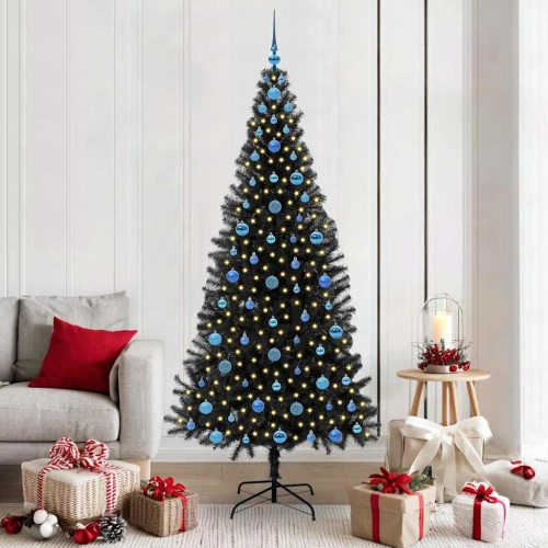 Ziemassvētku Eglīte Su 300 Led Ar Statīvu Melna 210 Cm Pvc Vidaxl