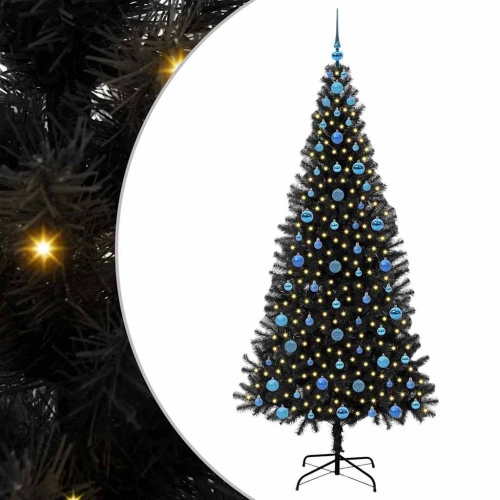 Ziemassvētku Eglīte Su 300 Led Ar Statīvu Melna 210 Cm Pvc Vidaxl