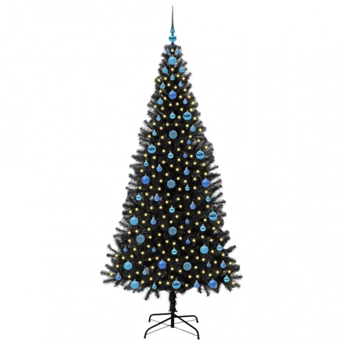Ziemassvētku Eglīte Su 300 Led Ar Statīvu Melna 210 Cm Pvc Vidaxl