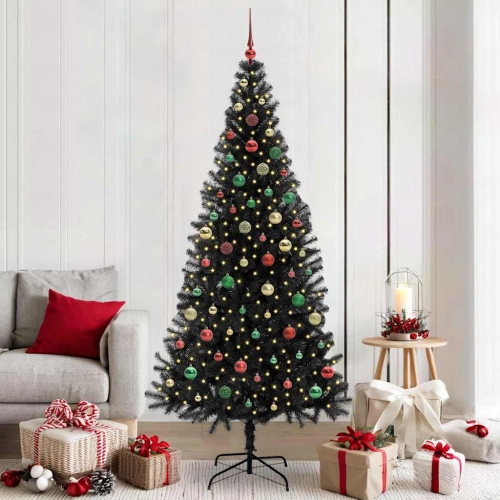 Ziemassvētku Eglīte Su 300 Led Ar Statīvu Melna 210 Cm Pvc Vidaxl
