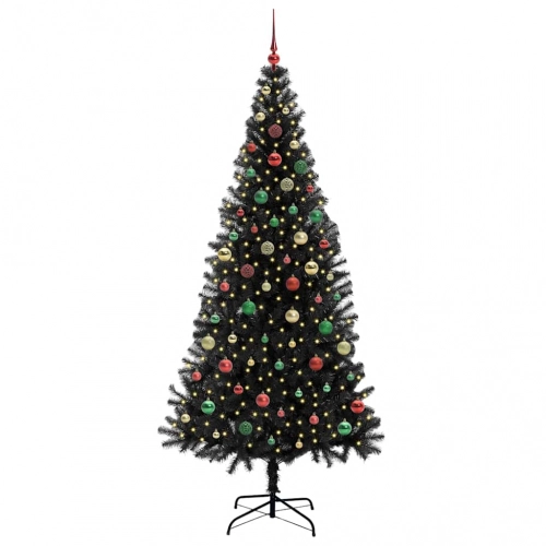 Ziemassvētku Eglīte Su 300 Led Ar Statīvu Melna 210 Cm Pvc Vidaxl