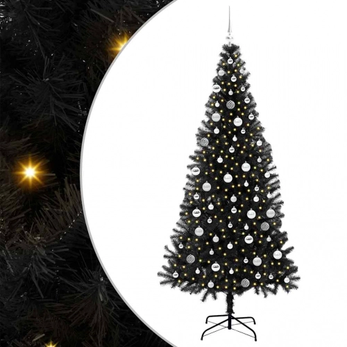 Ziemassvētku Eglīte Su 300 Led Ar Statīvu Melna 210 Cm Pvc Vidaxl