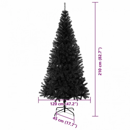 Ziemassvētku Eglīte Su 300 Led Ar Statīvu Melna 210 Cm Pvc Vidaxl