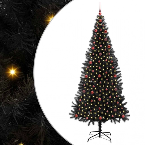 Ziemassvētku Eglīte Su 300 Led Ar Statīvu Melna 240 Cm Pvc Vidaxl