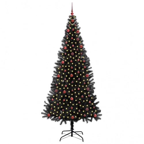 Ziemassvētku Eglīte Su 300 Led Ar Statīvu Melna 240 Cm Pvc Vidaxl