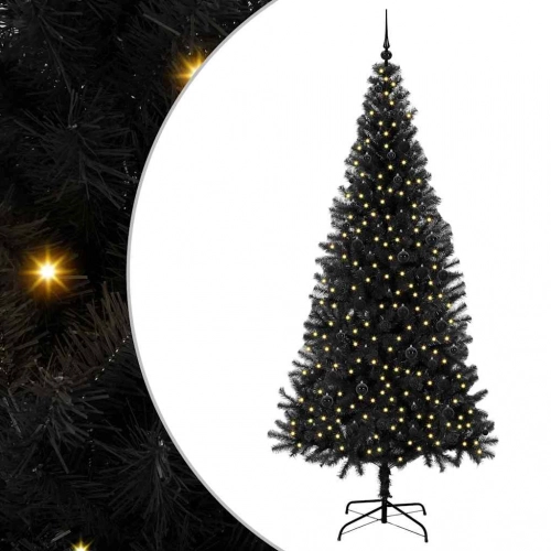 Ziemassvētku Eglīte Su 300 Led Ar Statīvu Melna 240 Cm Pvc Vidaxl