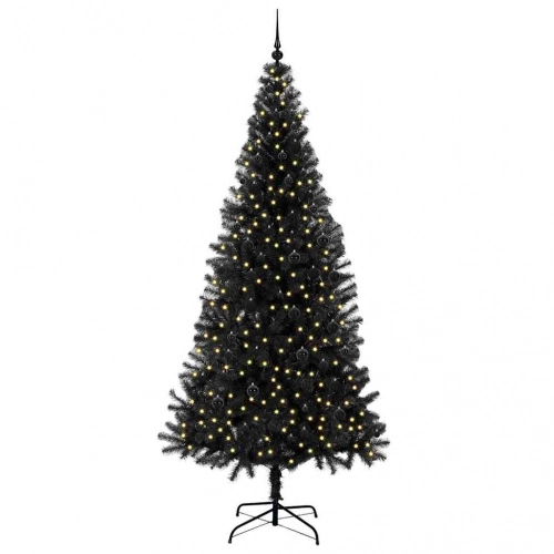 Ziemassvētku Eglīte Su 300 Led Ar Statīvu Melna 240 Cm Pvc Vidaxl
